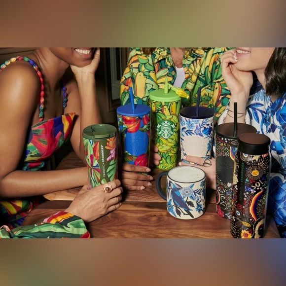 NWT Starbucks Farm Rio Limited Edition Blue & White Tropical Print Tumbl… - Picture 10 of 11